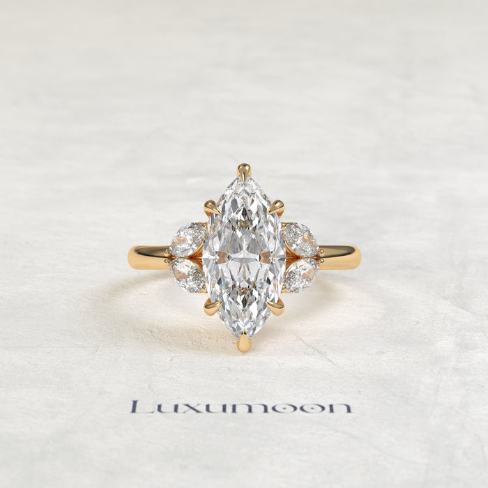 The Belyna – Marquise Cut Lab Grown Diamond Fanned Marquise Petal Wing Engagement Ring
