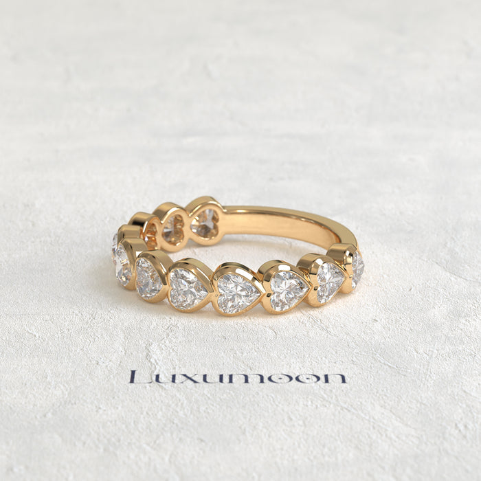 The Paora – Heart Cut Lab Grown Diamond Bezel Set Eternity Band