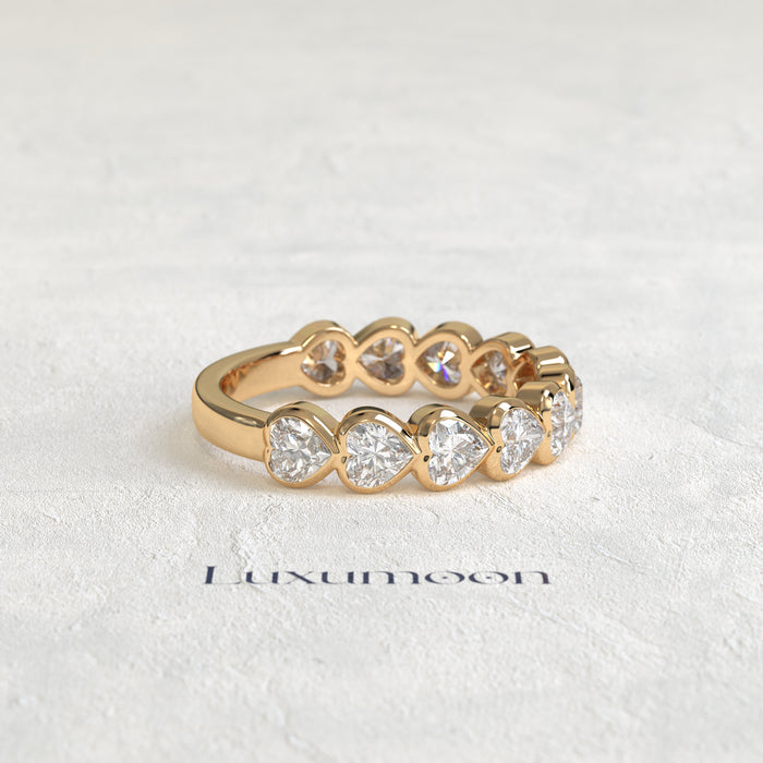 The Paora – Heart Cut Lab Grown Diamond Bezel Set Eternity Band