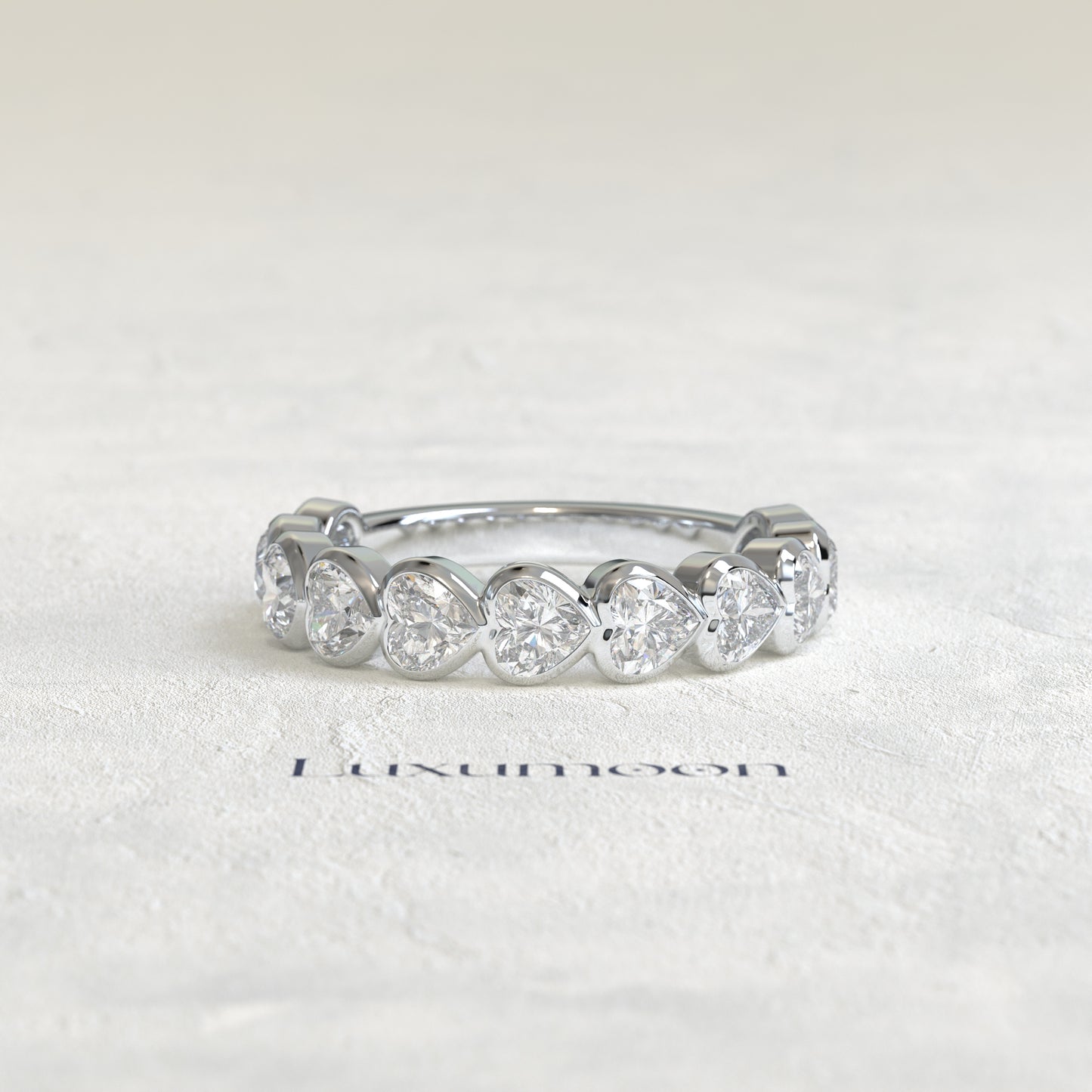 The Paora – Heart Cut Lab Grown Diamond Bezel Set Eternity Band