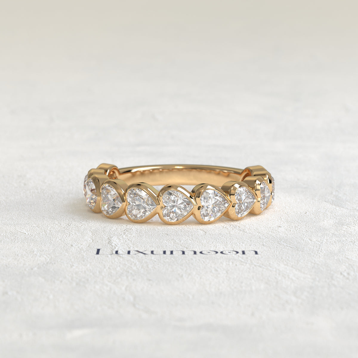 The Paora – Heart Cut Lab Grown Diamond Bezel Set Eternity Band