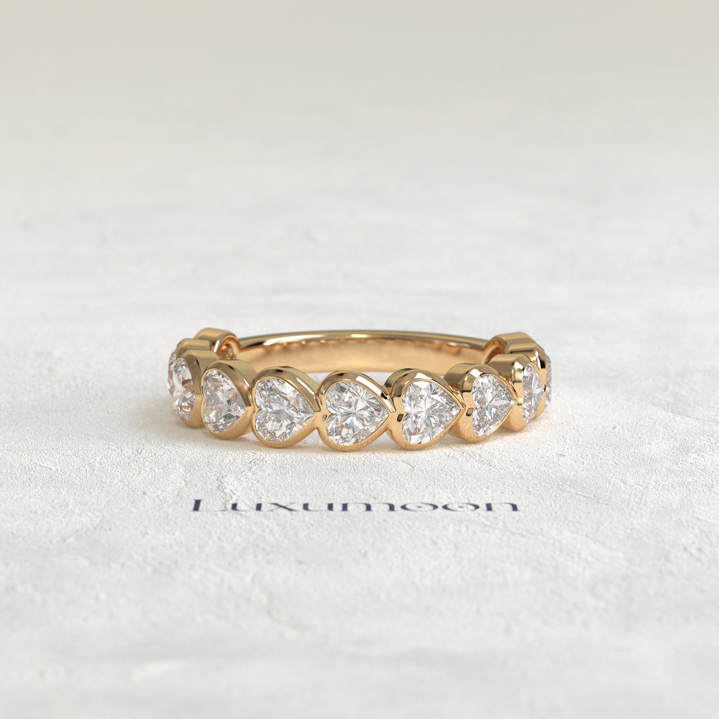 The Paora – Heart Cut Lab Grown Diamond Bezel Set Eternity Band