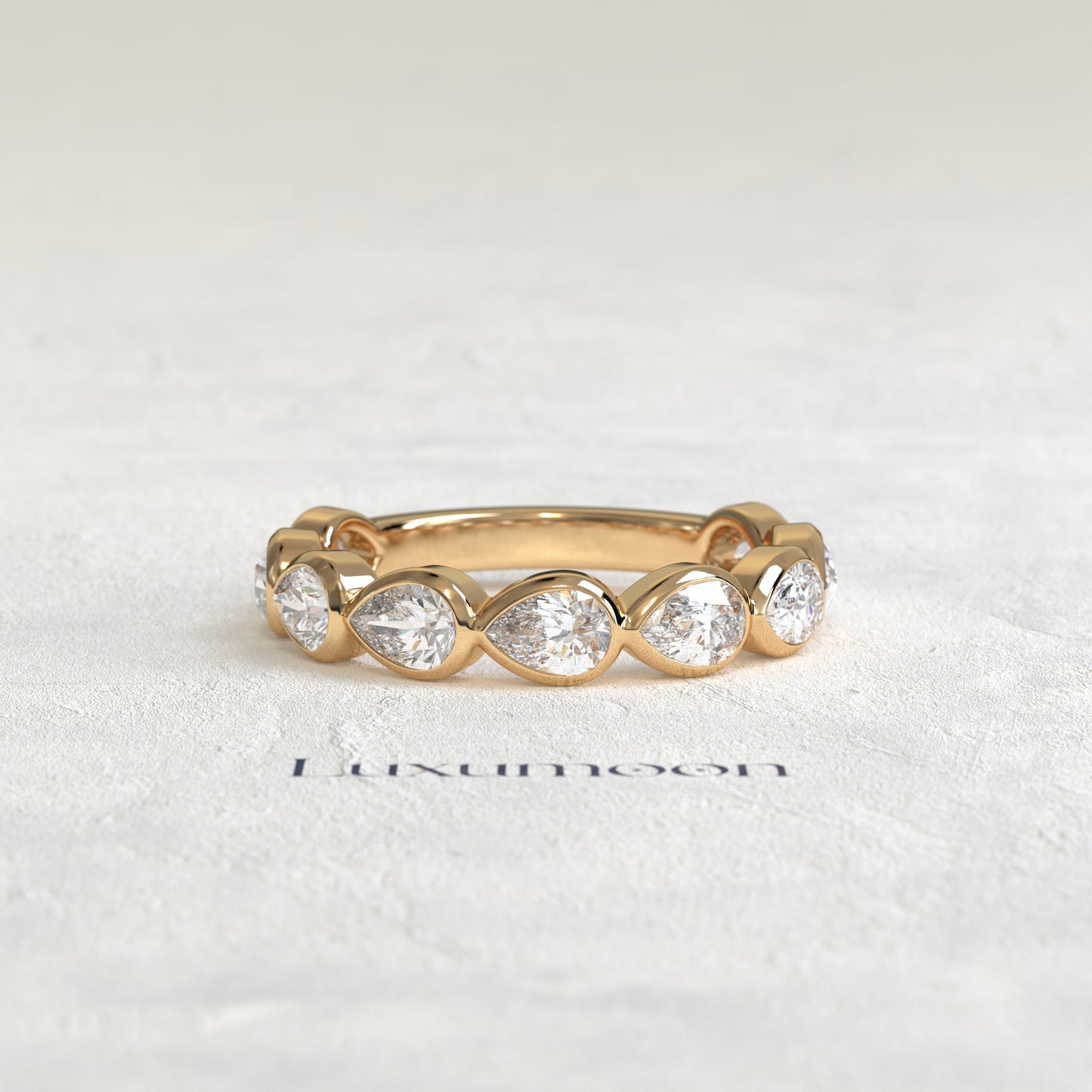 The Koira – Pear Cut Lab Grown Diamond Bezel Set Alternating Eternity Band