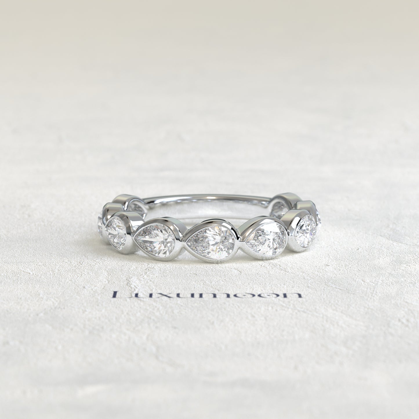 The Koira – Pear Cut Lab Grown Diamond Bezel Set Alternating Eternity Band