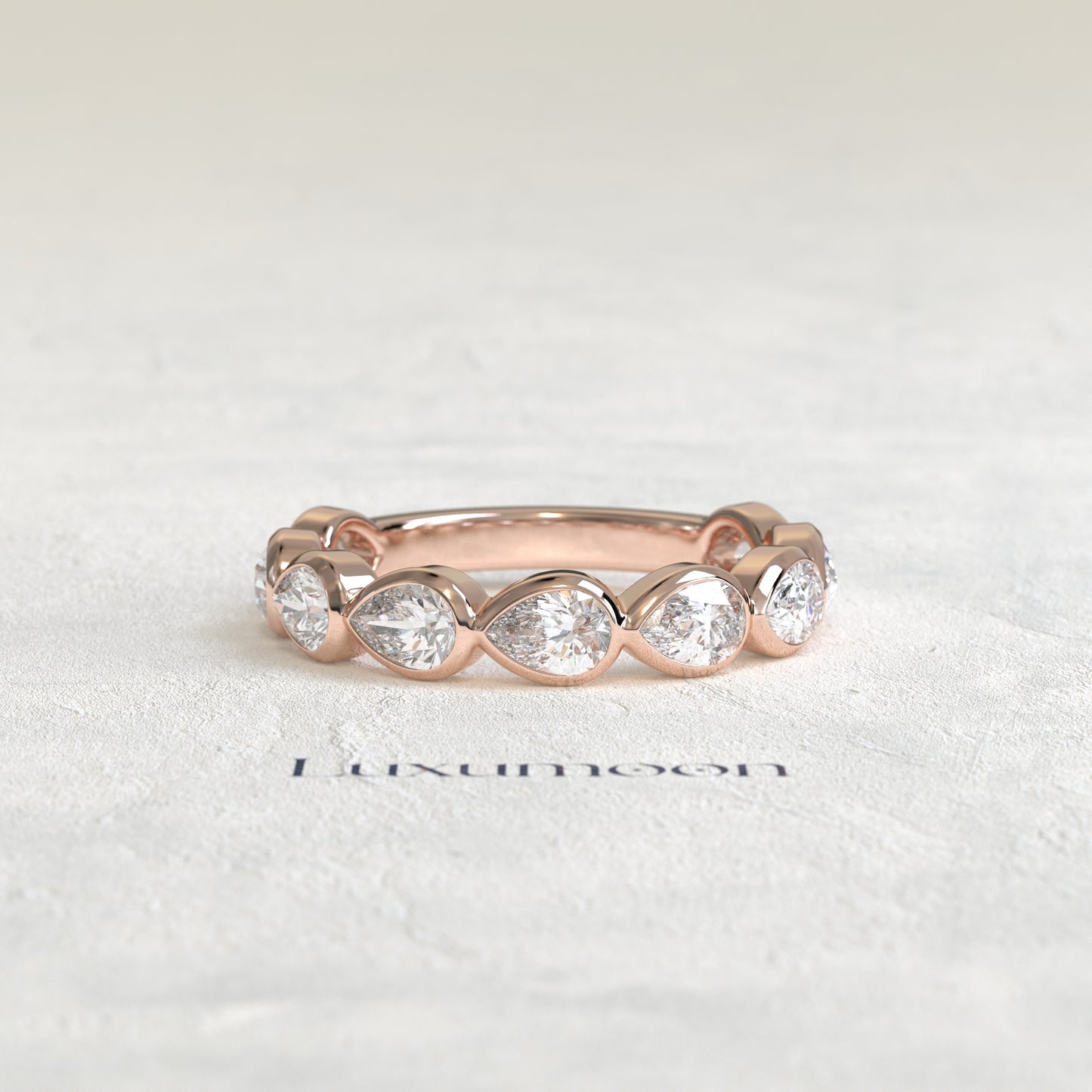 The Koira – Pear Cut Lab Grown Diamond Bezel Set Alternating Eternity Band