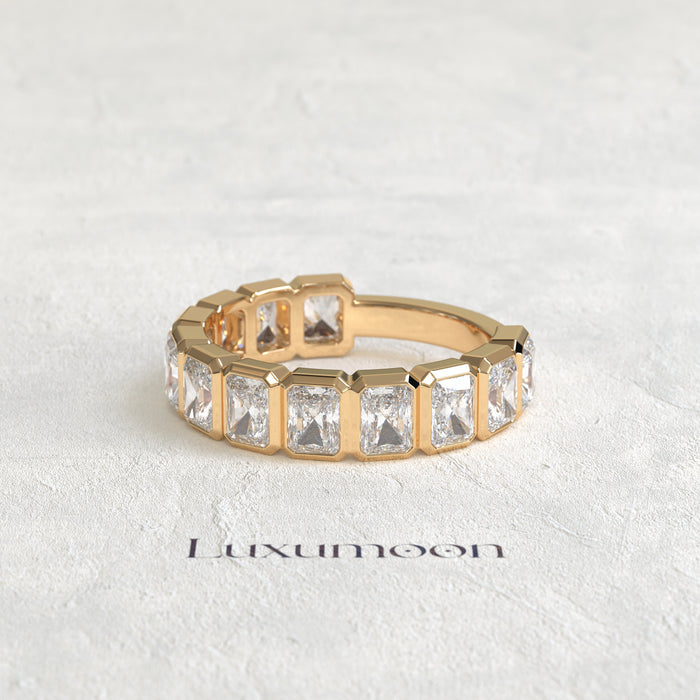 The Felora – Radiant Cut Lab Grown Diamond Bezel Set Eternity Band