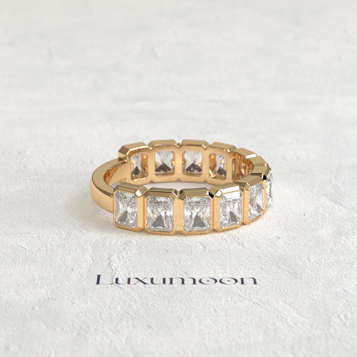 The Felora – Radiant Cut Lab Grown Diamond Bezel Set Eternity Band