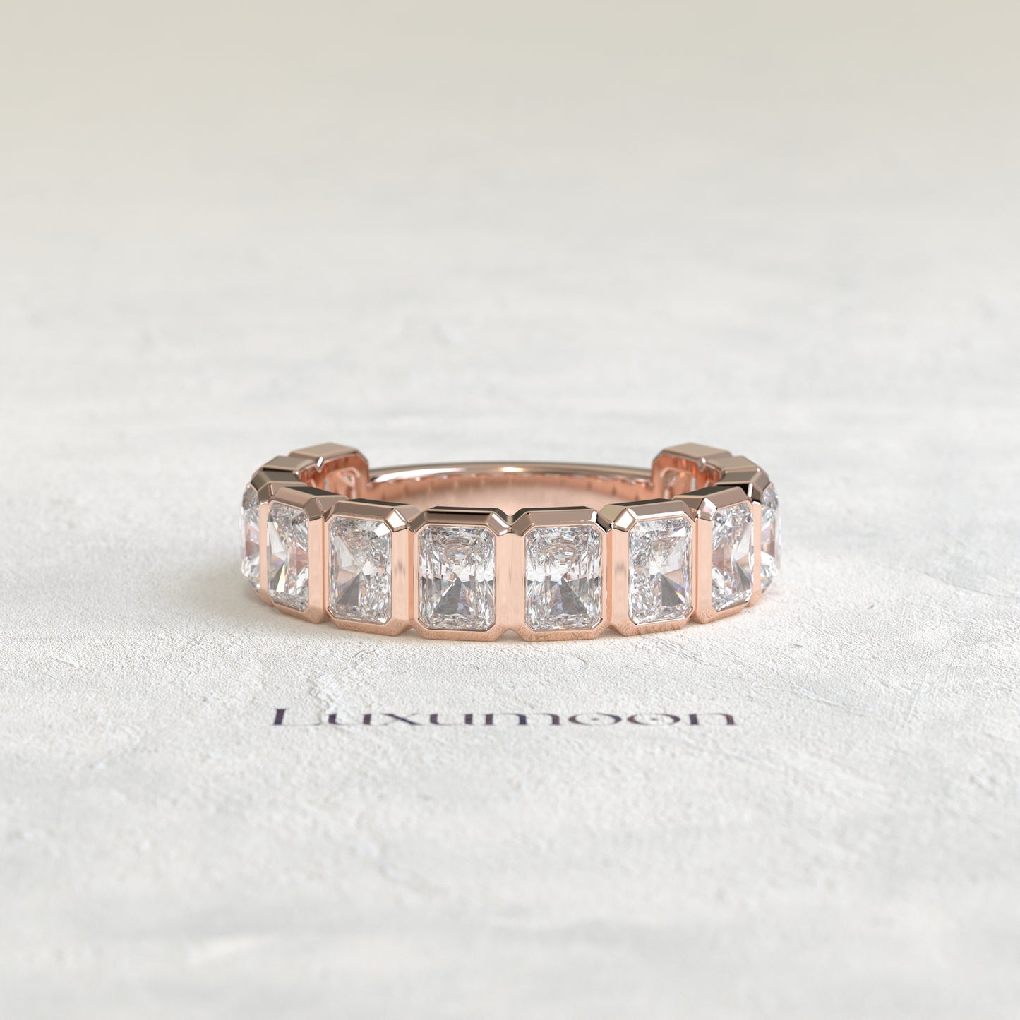 The Felora – Radiant Cut Lab Grown Diamond Bezel Set Eternity Band