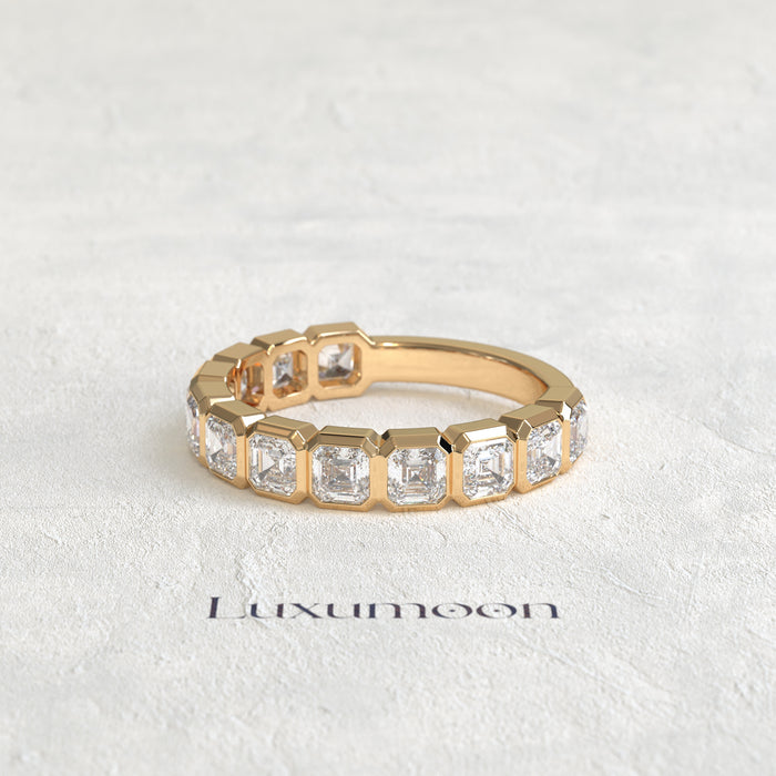 The Leela – Asscher Cut Lab Grown Diamond Full Bezel Eternity Band
