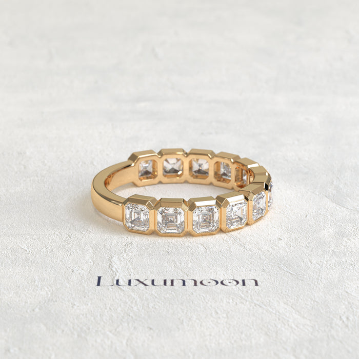 The Leela – Asscher Cut Lab Grown Diamond Full Bezel Eternity Band