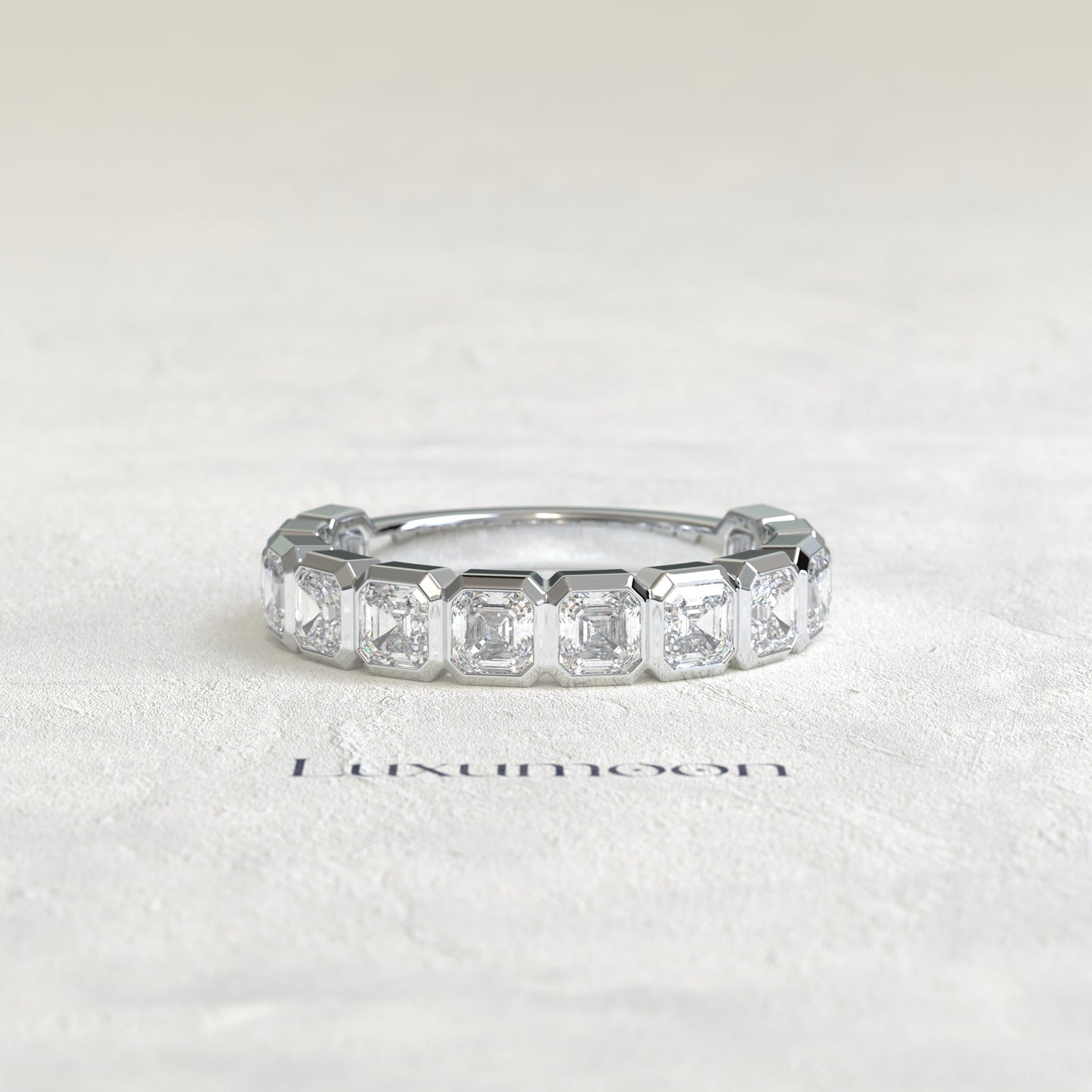 The Leela – Asscher Cut Lab Grown Diamond Full Bezel Eternity Band