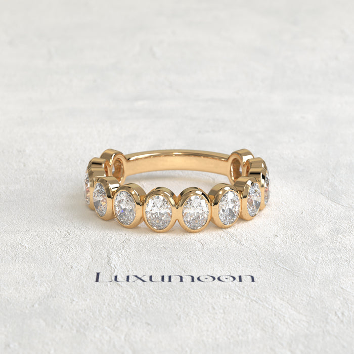 The Alira – Oval Cut Lab Grown Diamond Full Bezel Eternity Band