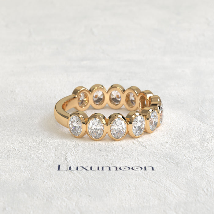 The Alira – Oval Cut Lab Grown Diamond Full Bezel Eternity Band