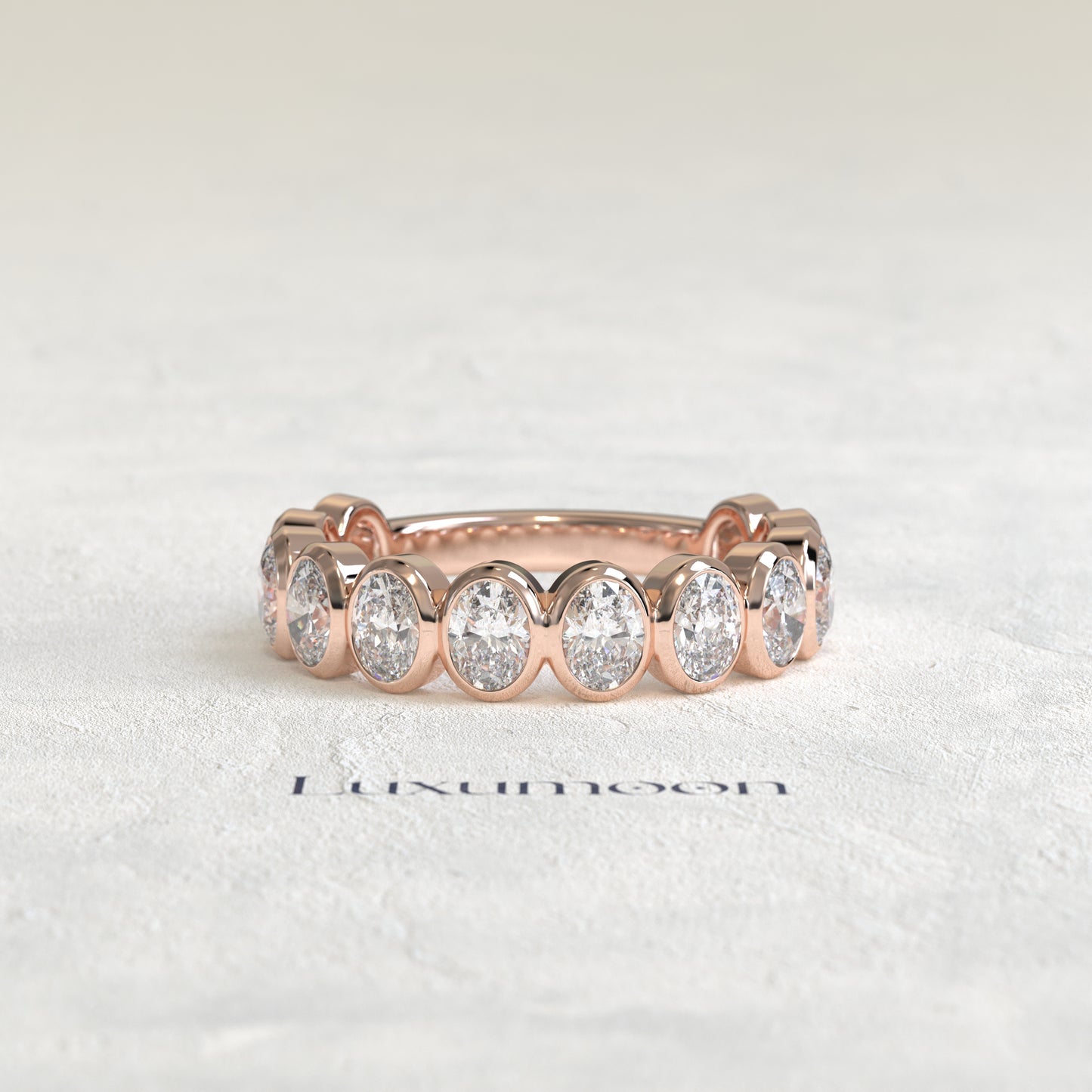The Alira – Oval Cut Lab Grown Diamond Full Bezel Eternity Band