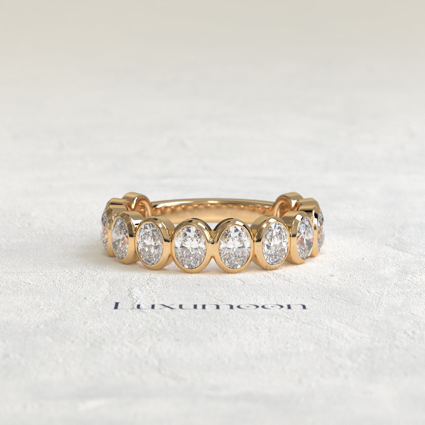 The Alira – Oval Cut Lab Grown Diamond Full Bezel Eternity Band