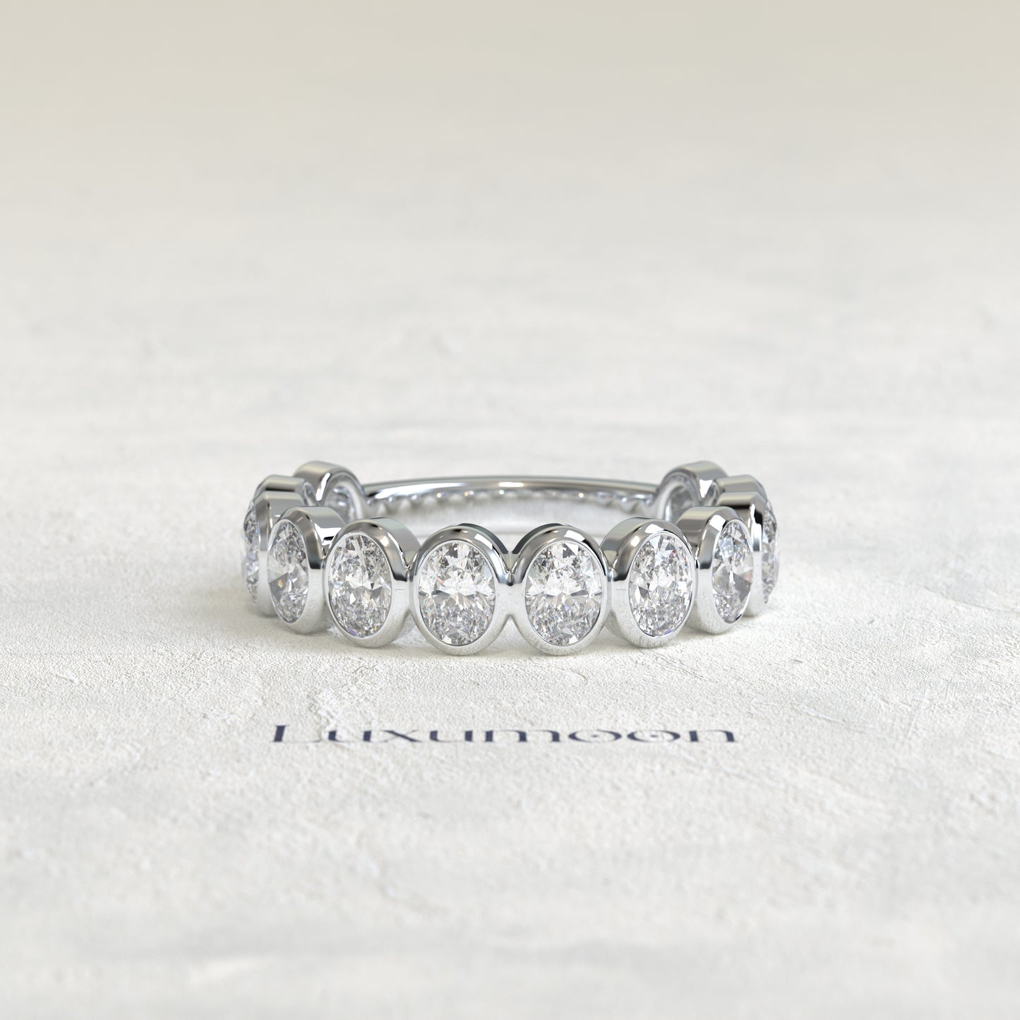 The Alira – Oval Cut Lab Grown Diamond Full Bezel Eternity Band
