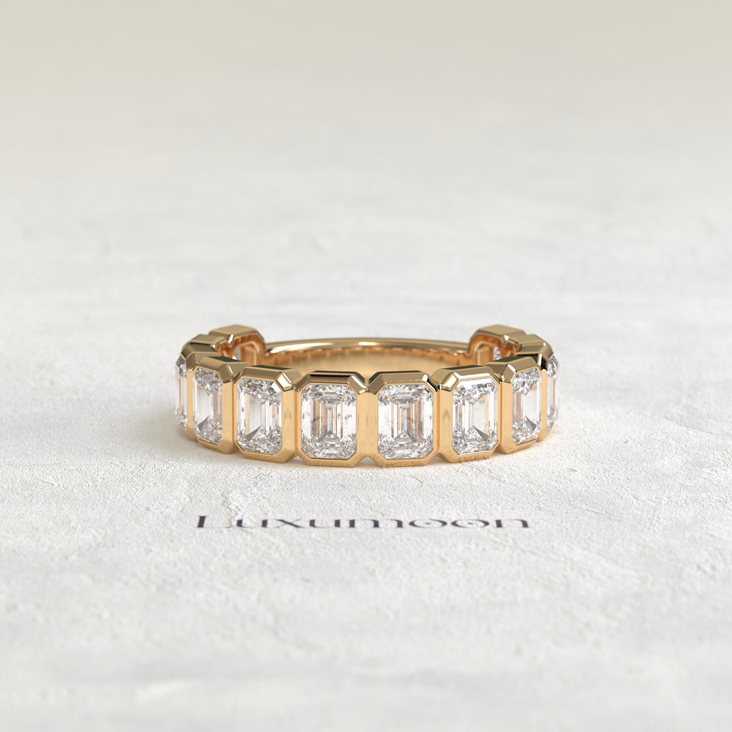 The Gelyna – Emerald Cut Lab Grown Diamond Full Bezel Eternity Band