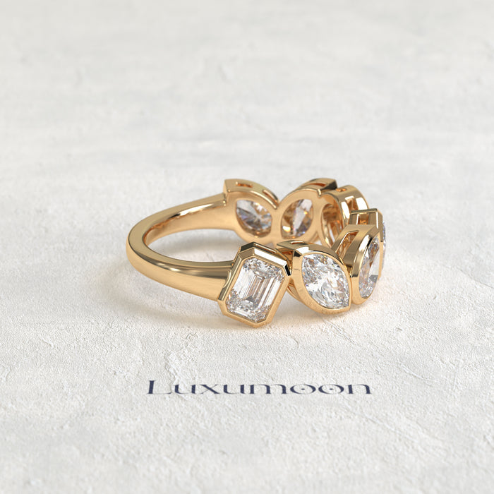 The Qeora – Multi-Shape Lab Grown Diamond Marquise Pear Oval Emerald Bezel Eternity Band