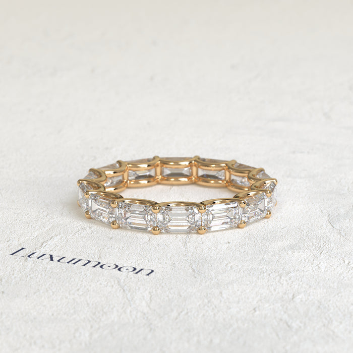 The Glira – Emerald Cut Lab Grown Diamond East-West Eternity Wedding Band