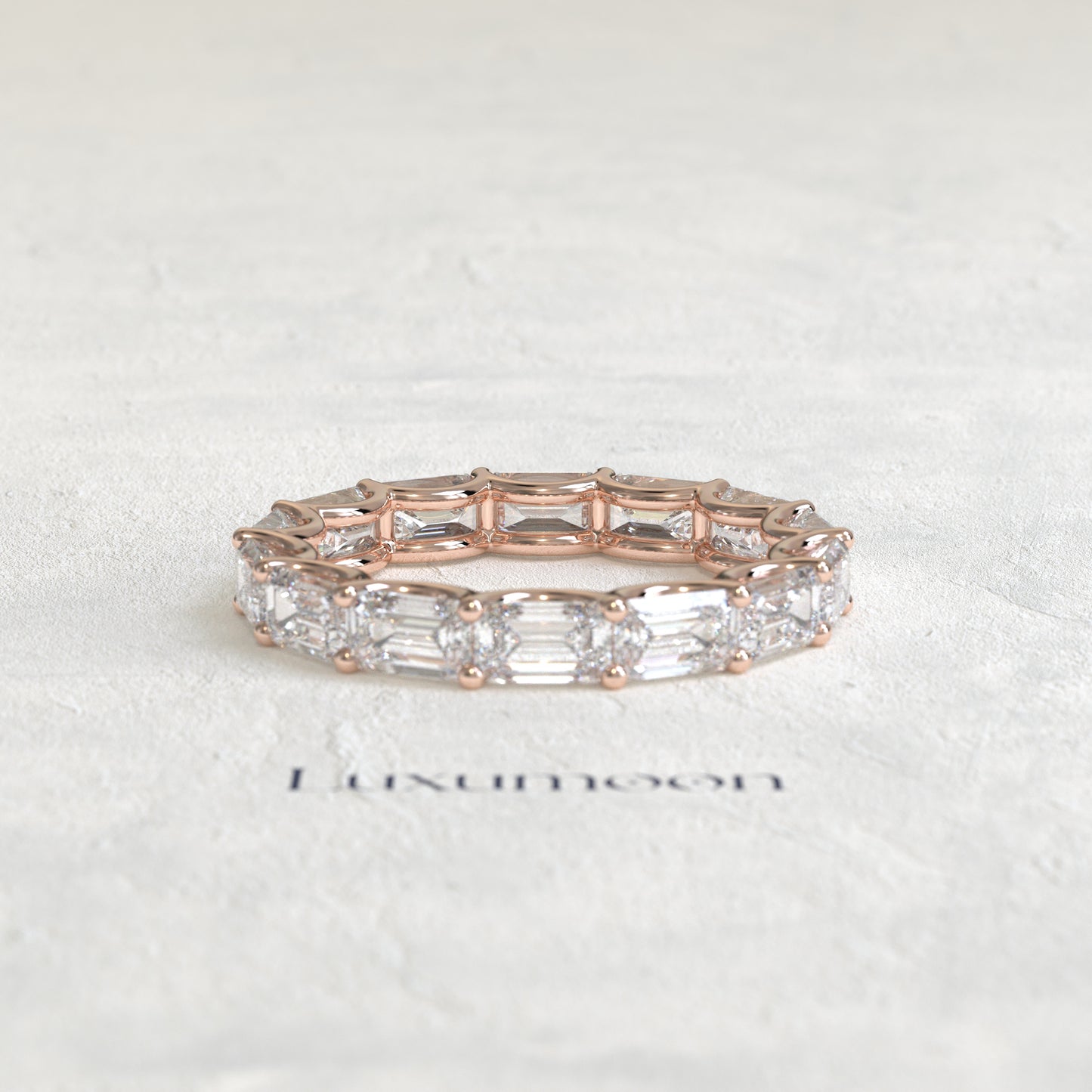 The Glira – Emerald Cut Lab Grown Diamond East-West Eternity Wedding Band