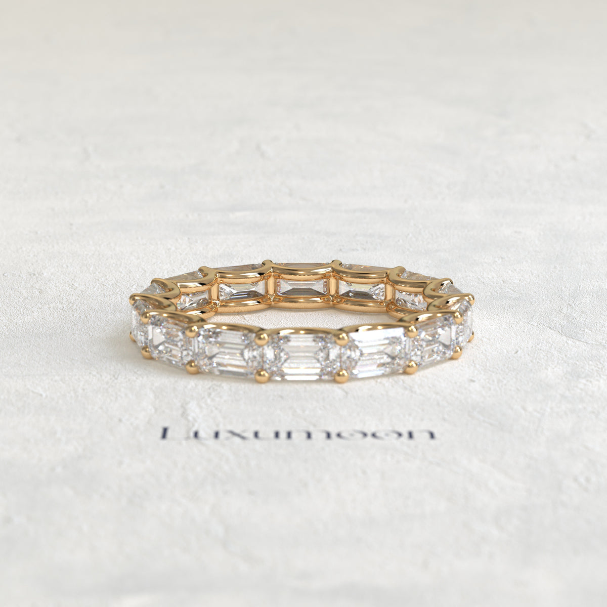 The Glira – Emerald Cut Lab Grown Diamond East-West Eternity Wedding Band