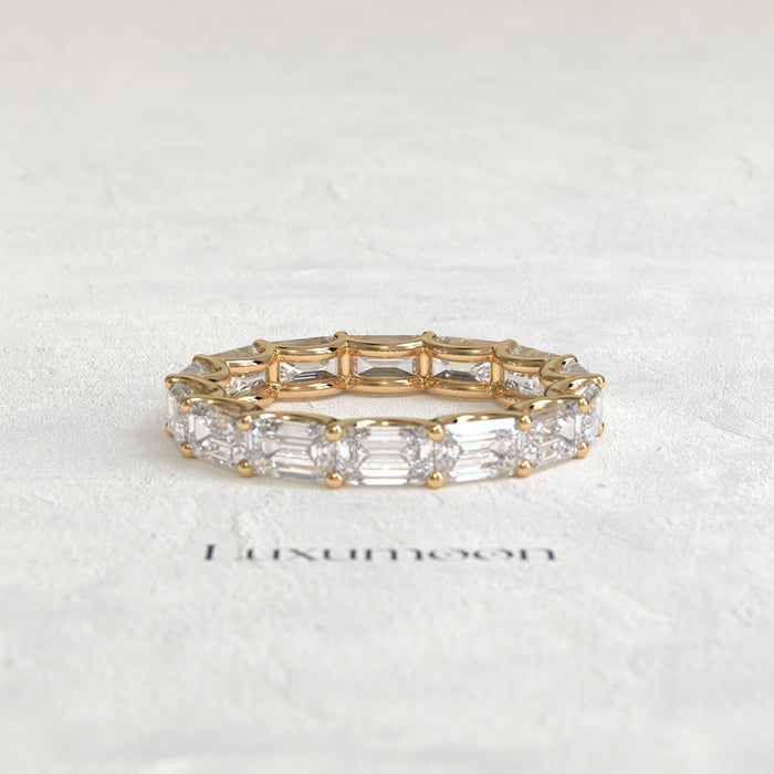 The Glira – Emerald Cut Lab Grown Diamond East-West Eternity Wedding Band