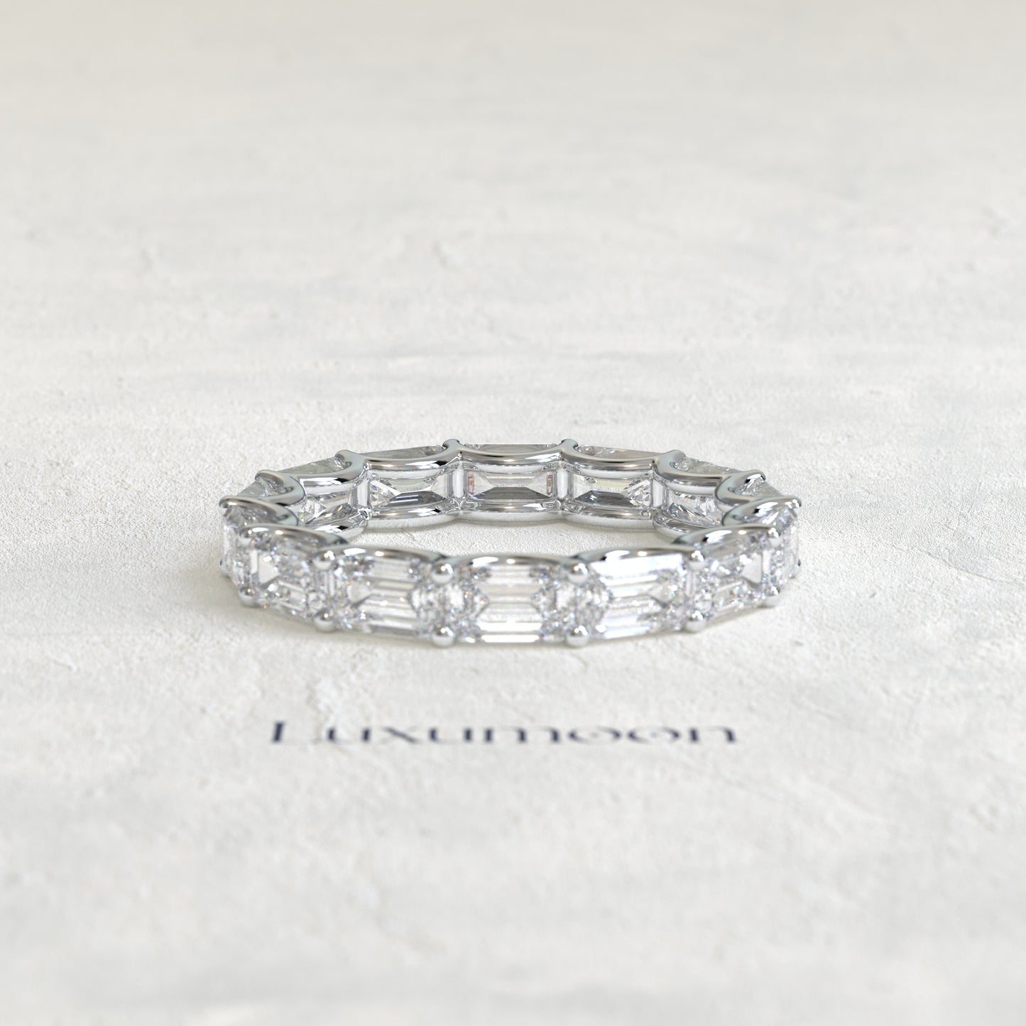 The Glira – Emerald Cut Lab Grown Diamond East-West Eternity Wedding Band