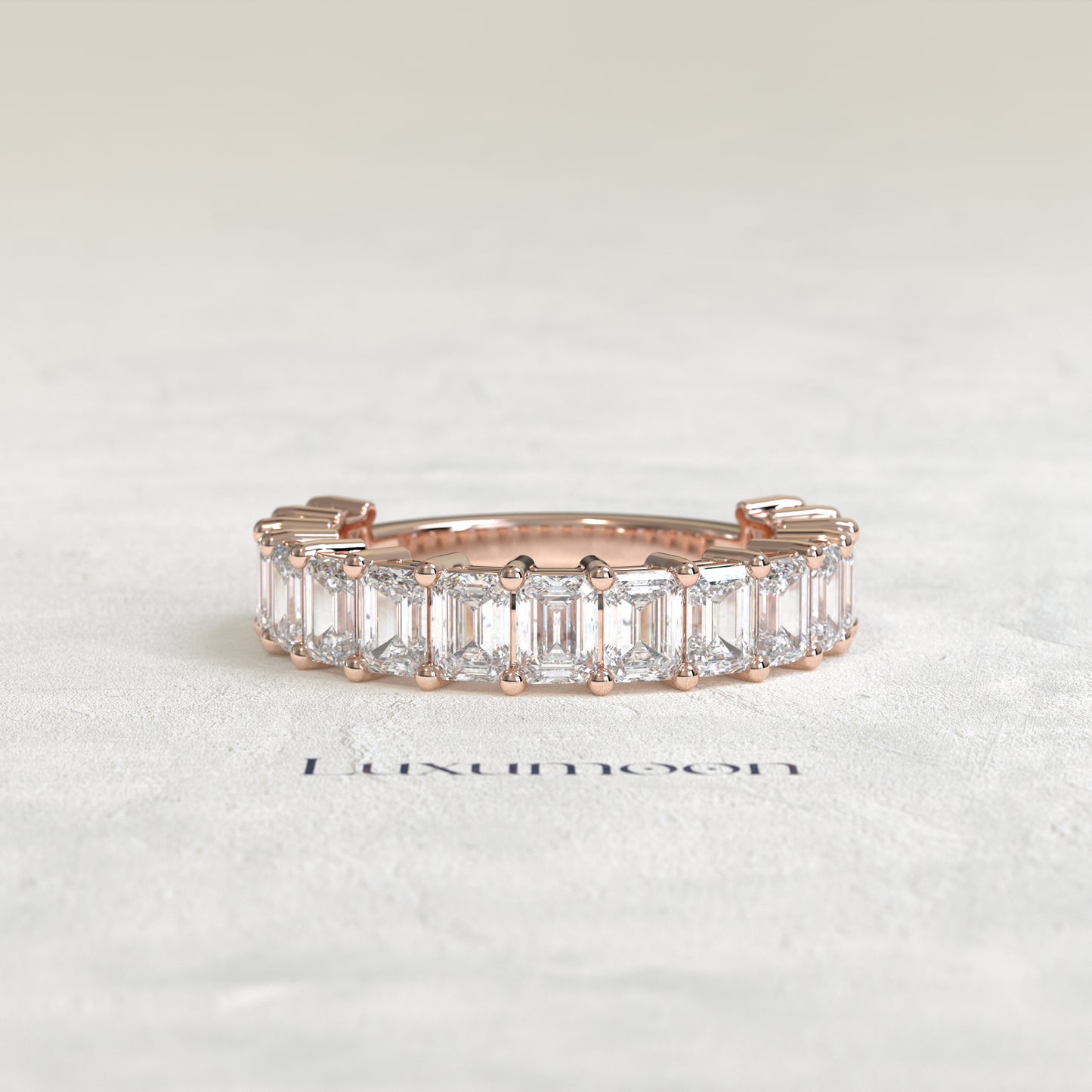 The Tova – Emerald Cut Lab Grown Diamond Eternity Wedding Band