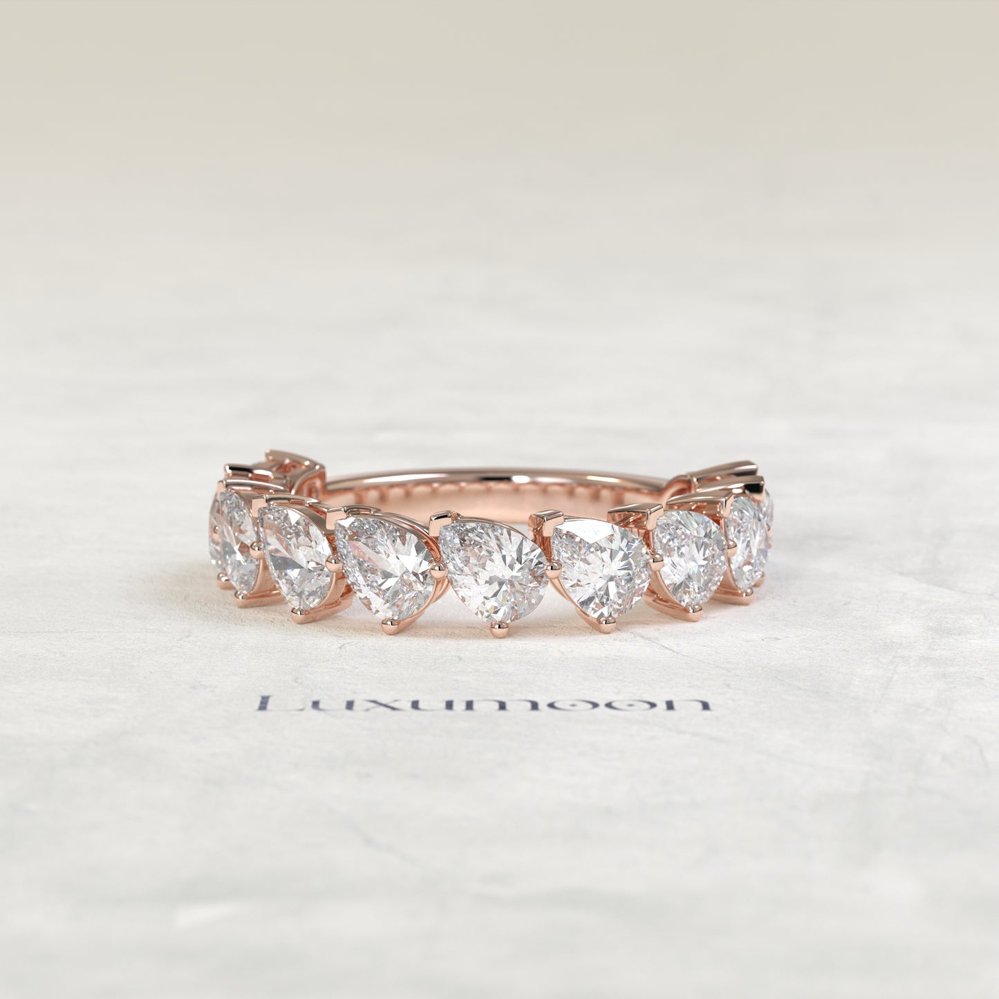 The Elova – Tilted Pear Shaped Lab Grown Diamond Eternity Wedding Ring