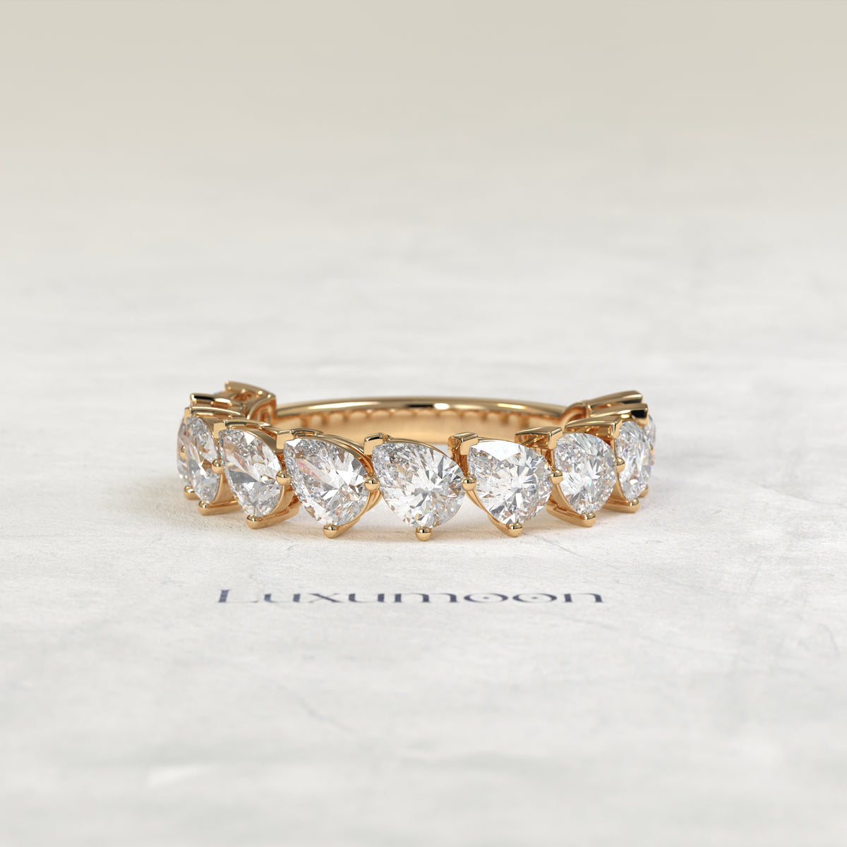 The Elova – Tilted Pear Shaped Lab Grown Diamond Eternity Wedding Ring