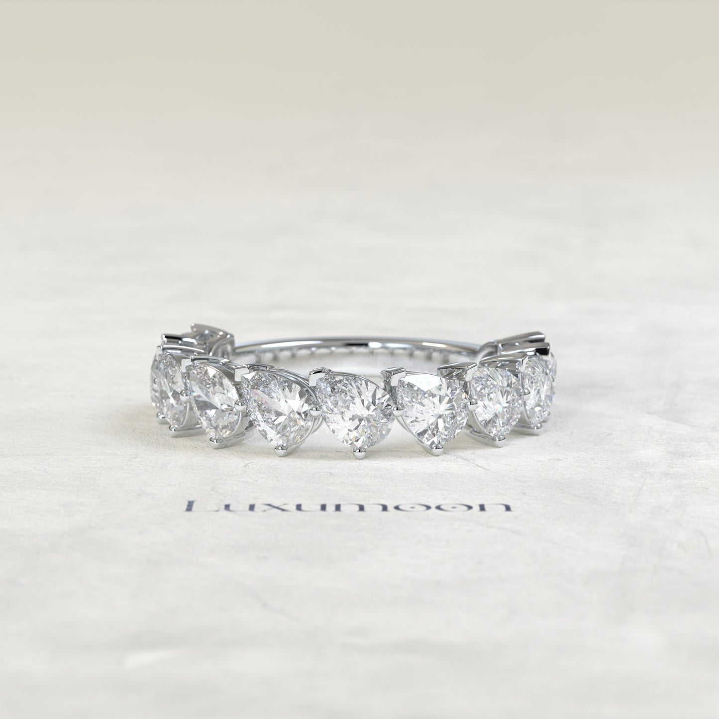 The Elova – Tilted Pear Shaped Lab Grown Diamond Eternity Wedding Ring