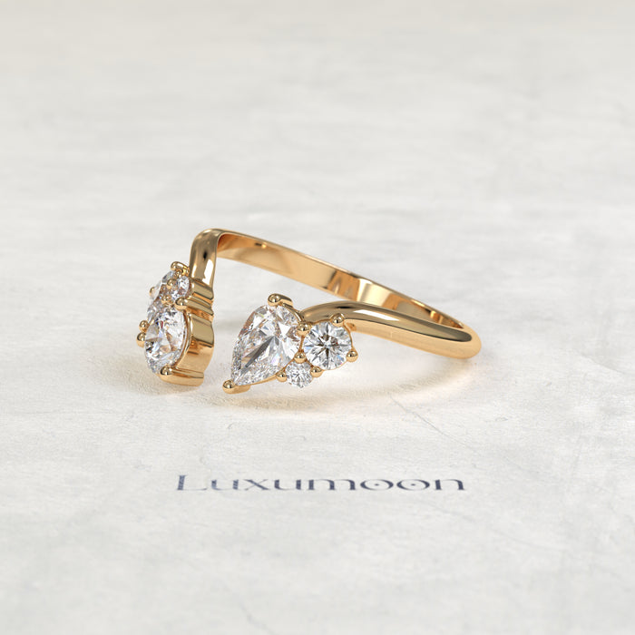 The Jiova – Mixed Cut Lab Grown Diamond Open Toi et Moi Cocktail Ring