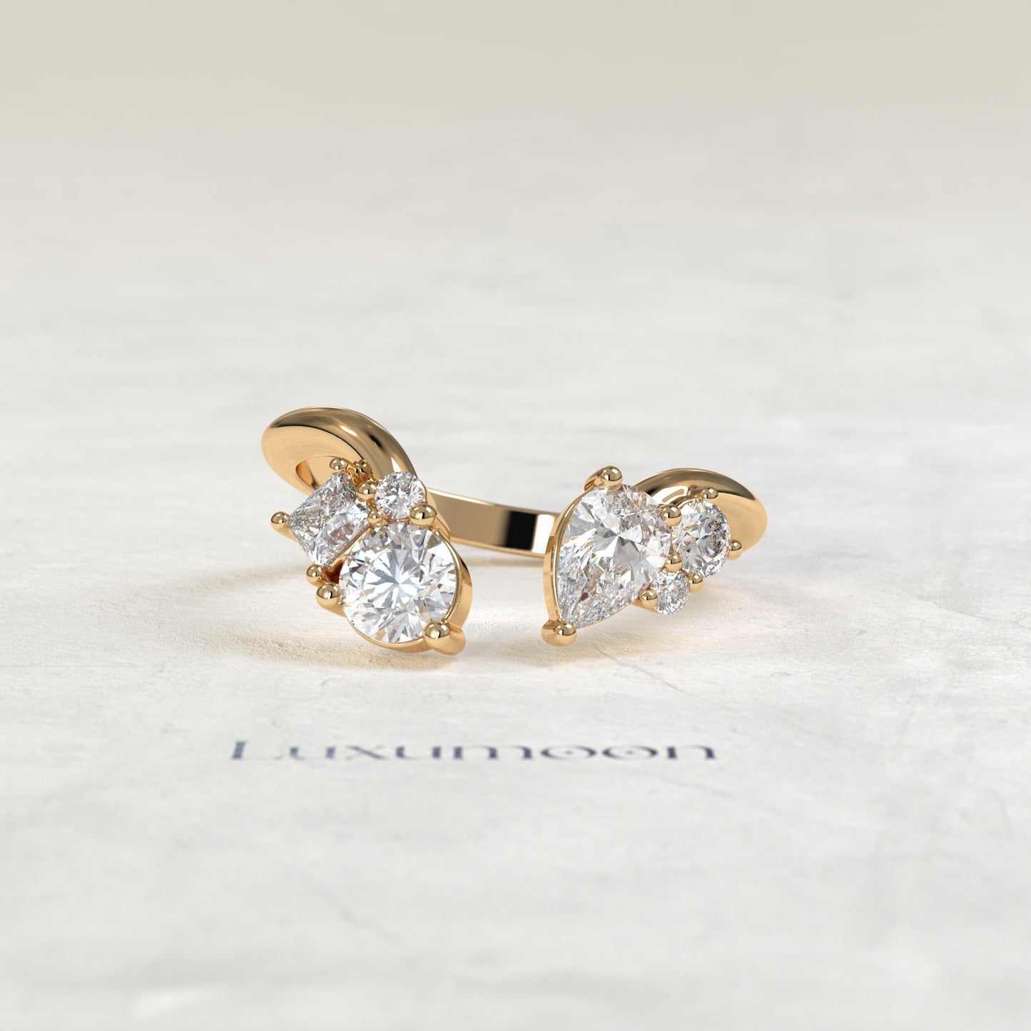 The Jiova – Mixed Cut Lab Grown Diamond Open Toi et Moi Cocktail Ring