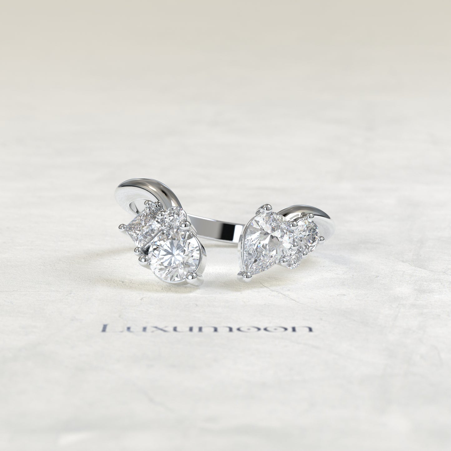 The Jiova – Mixed Cut Lab Grown Diamond Open Toi et Moi Cocktail Ring