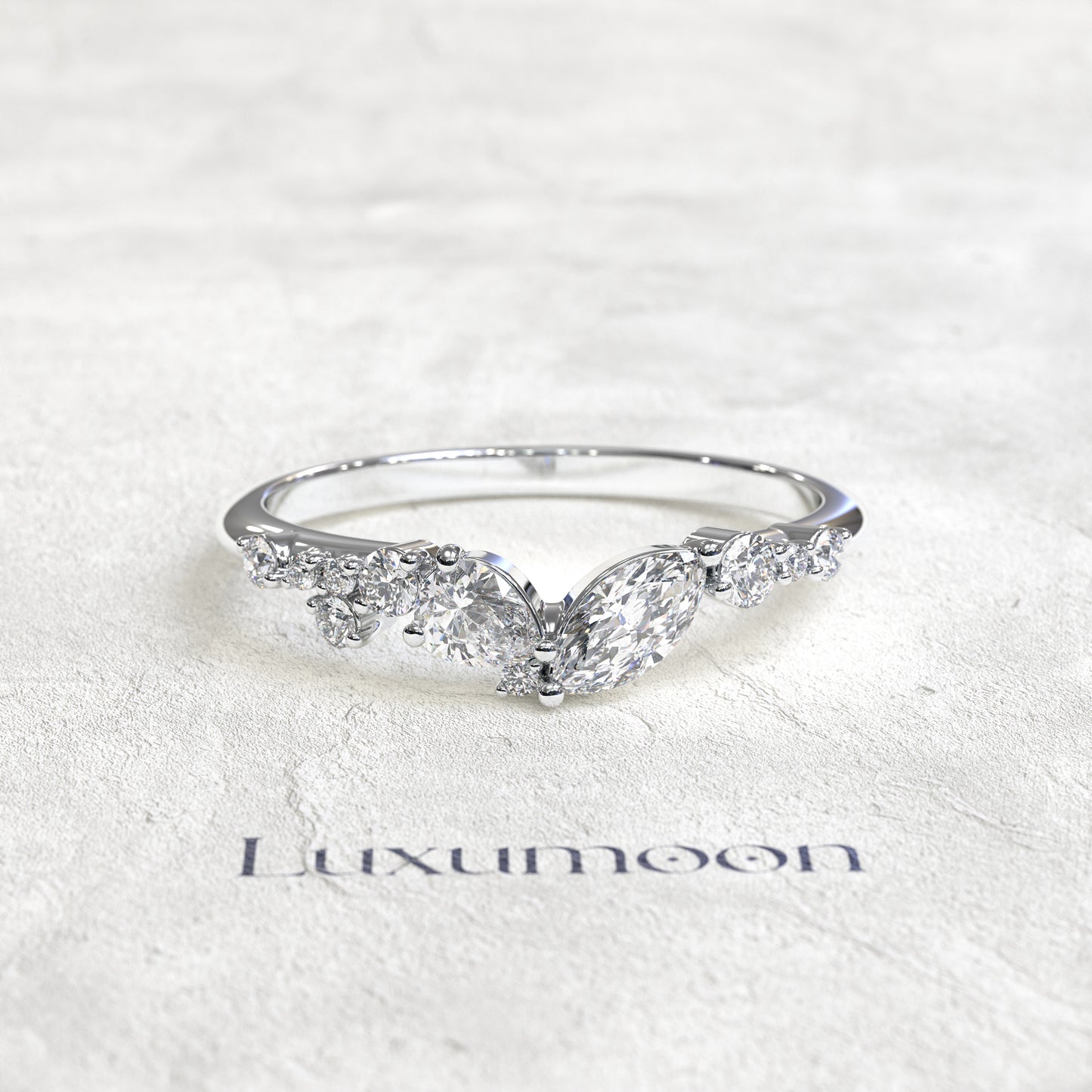 The Orelora – Marquise & Pear Unique Tie Diamond Band