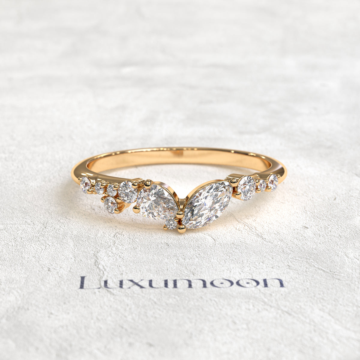The Orelora – Marquise & Pear Unique Tie Diamond Band