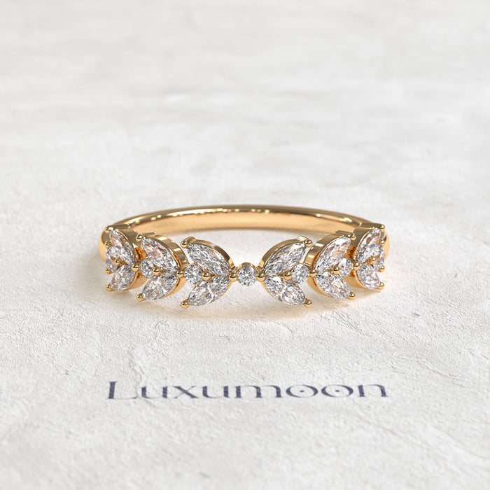 The Florisse – Marquise & Round Diamond Leaf-Inspired Band