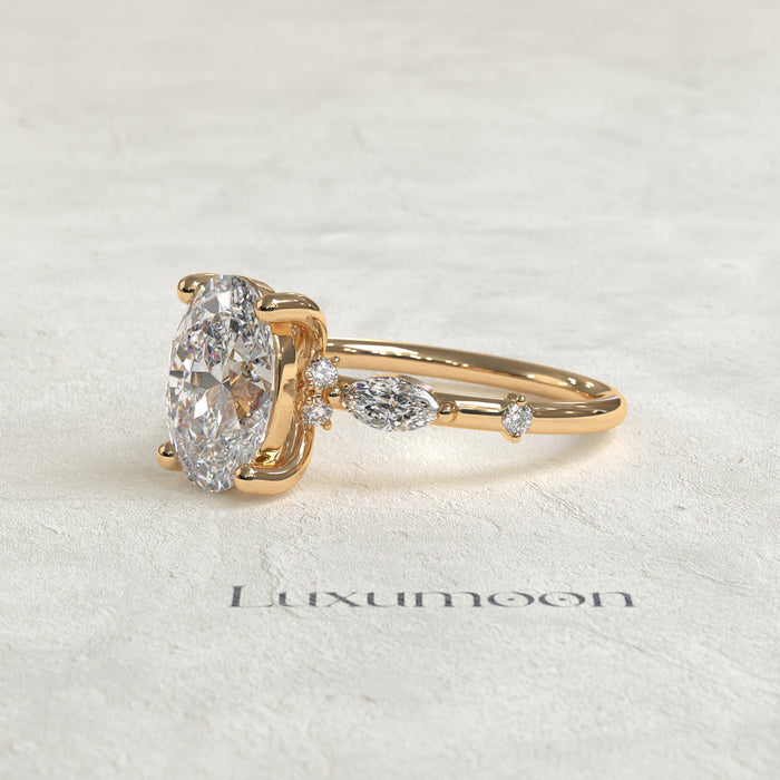The Rivora - 2 CT Oval, Marquise & Round Diamond Ring