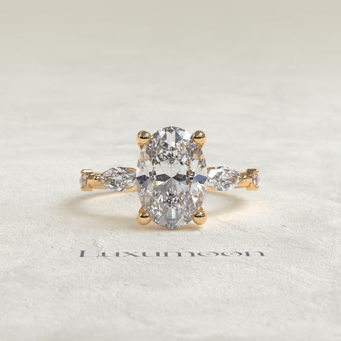 The Rivora - 2 CT Oval, Marquise & Round Diamond Ring