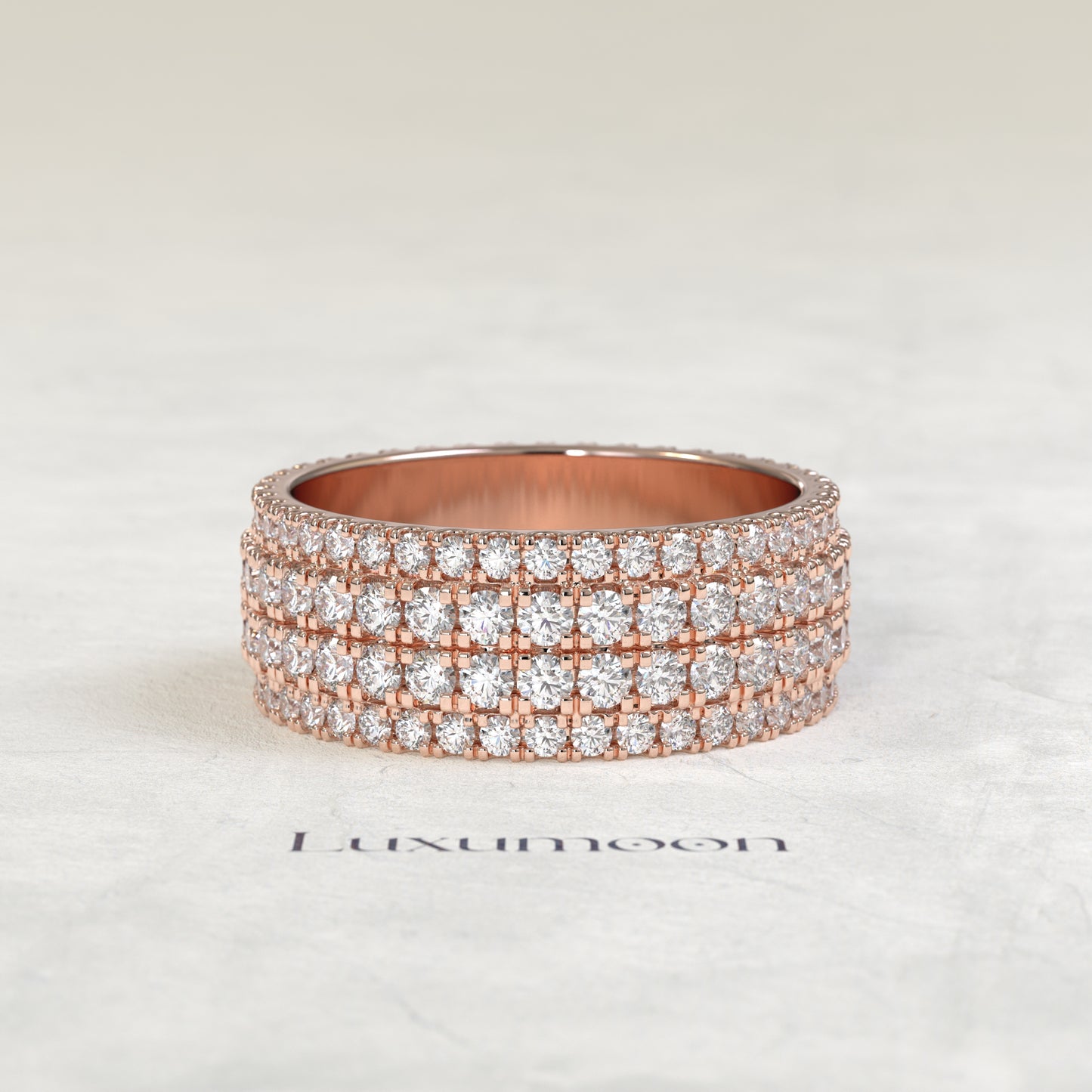 The Keora – Round Lab Grown Diamond Multi-Row Pavé Men's Wedding Band