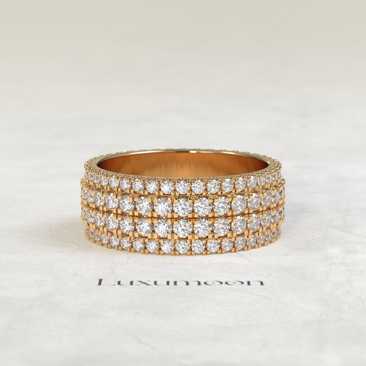 The Keora – Round Lab Grown Diamond Multi-Row Pavé Men's Wedding Band