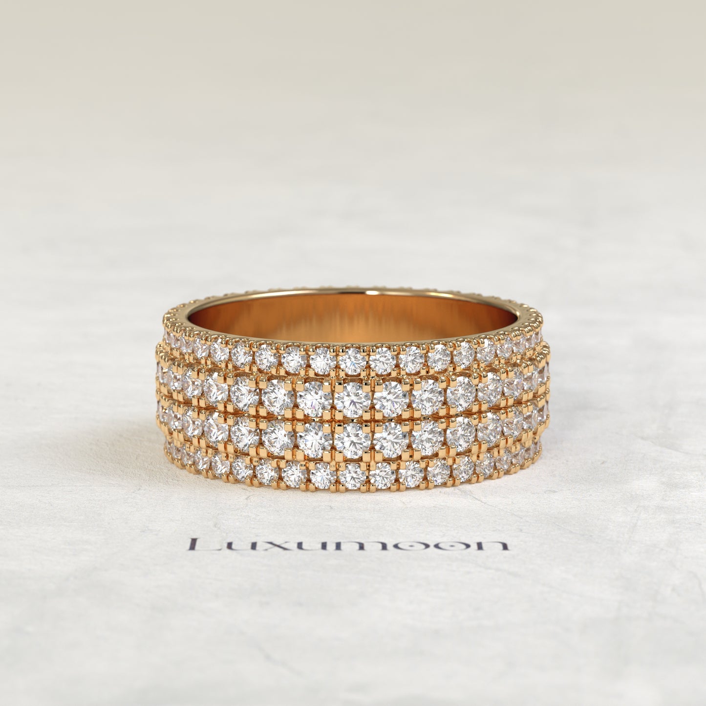 The Keora – Round Lab Grown Diamond Multi-Row Pavé Men's Wedding Band