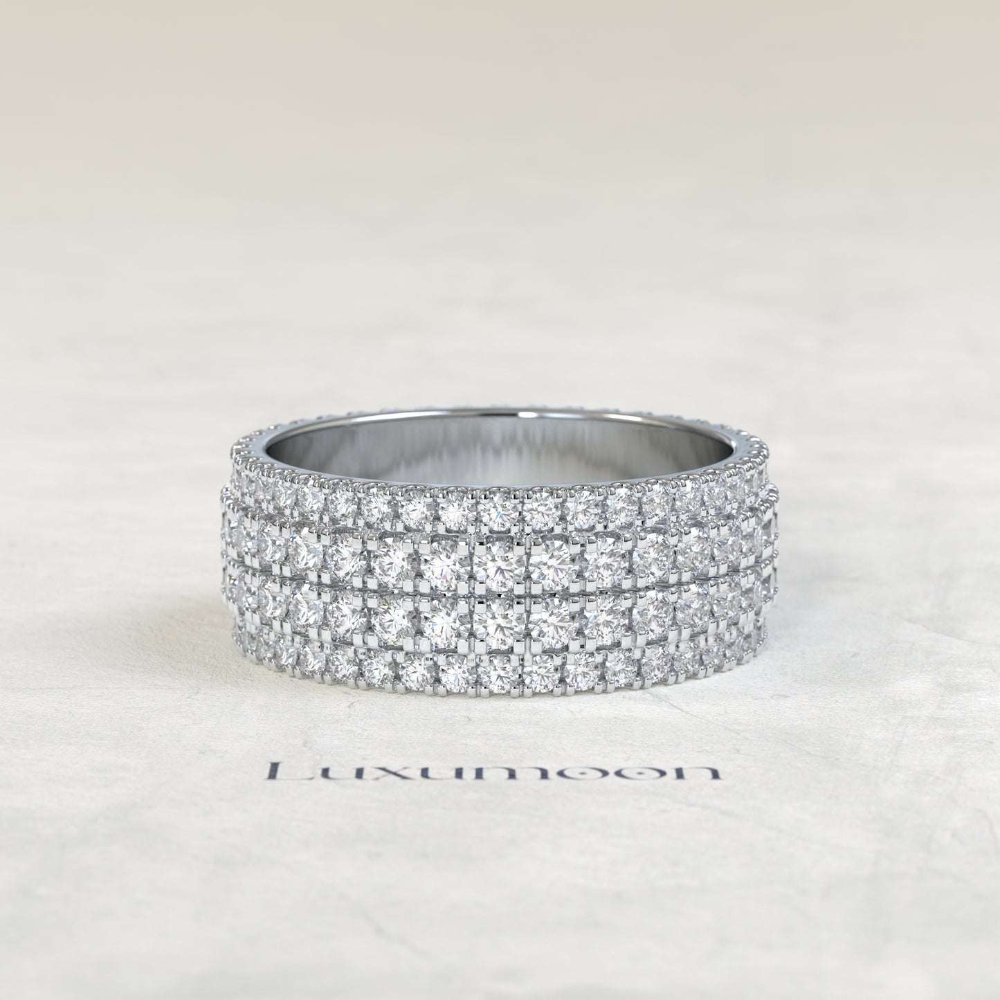 The Keora – Round Lab Grown Diamond Multi-Row Pavé Men's Wedding Band
