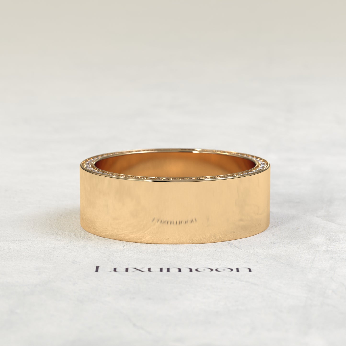 The Feria – Polished Men's Wedding Band with Lab Grown Diamond Pavé Edge