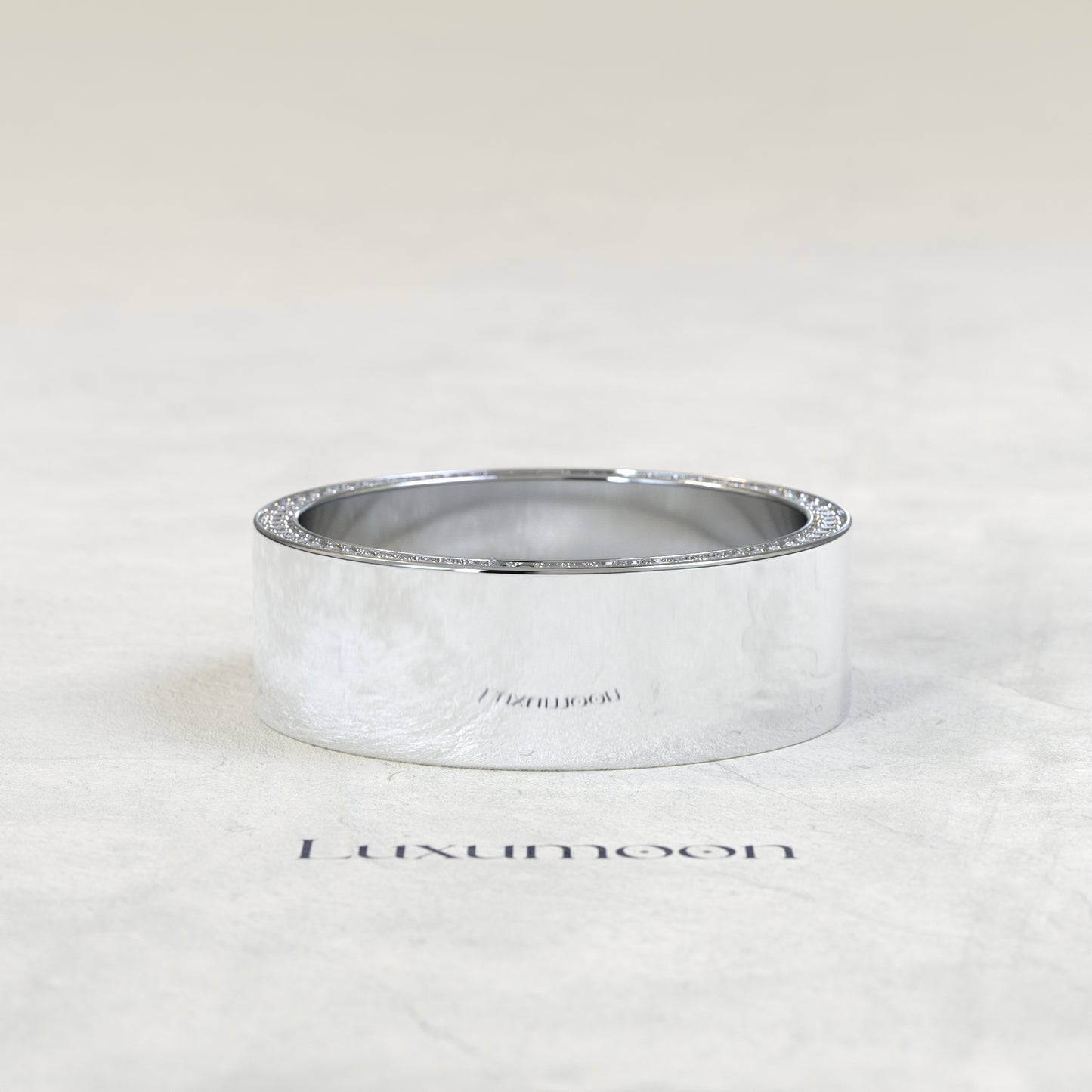 The Feria – Polished Men's Wedding Band with Lab Grown Diamond Pavé Edge