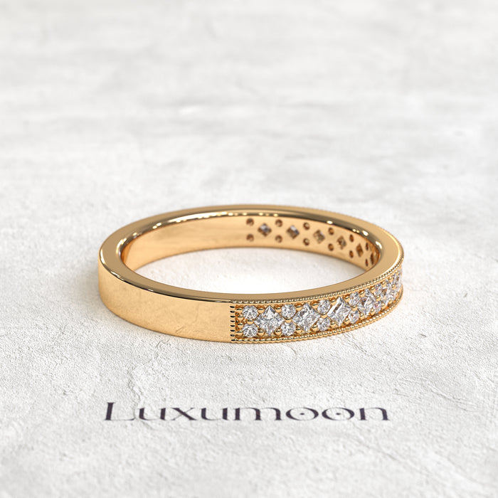 The Zorisse – Vintage Milgrain Diamond Wedding Band