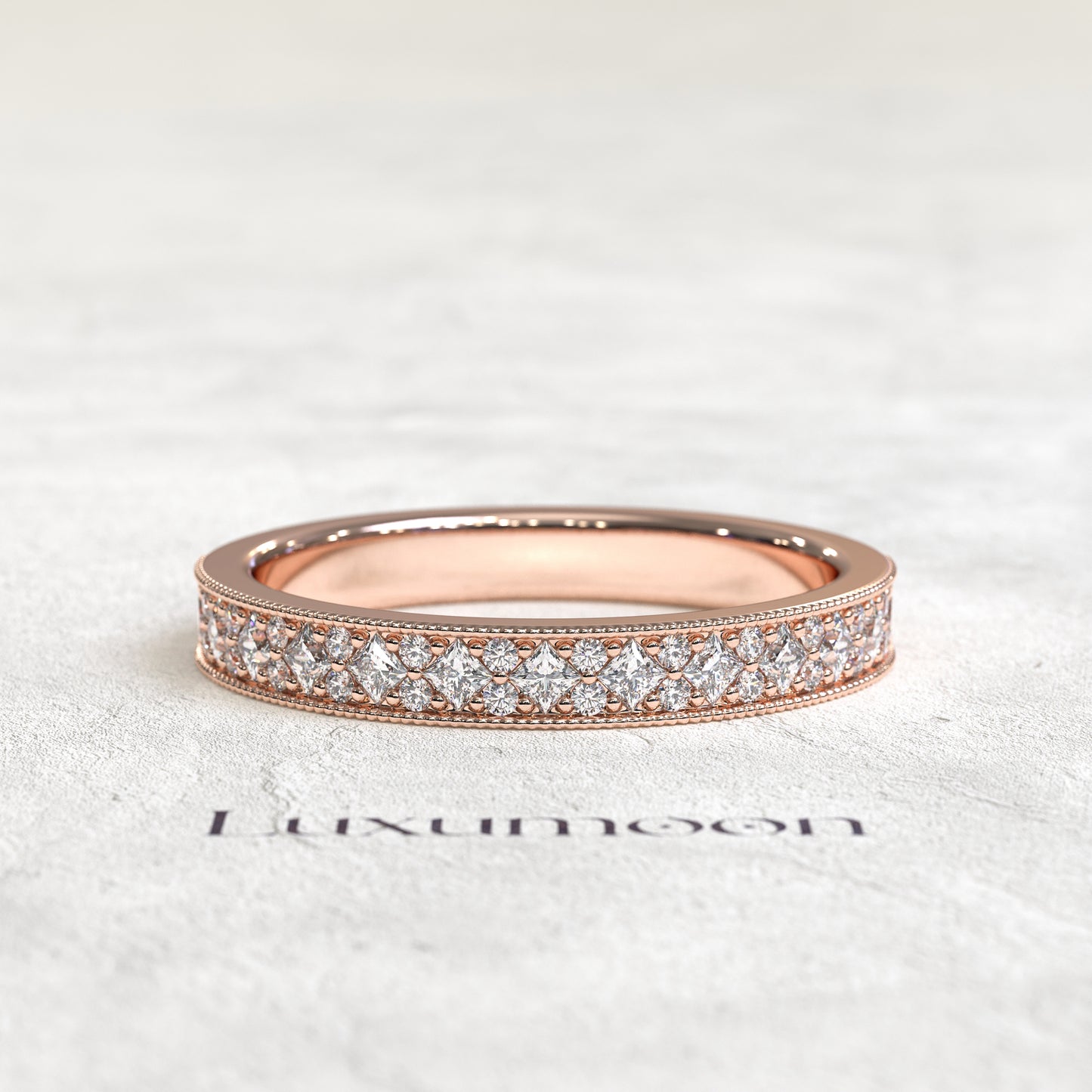 The Zorisse – Vintage Milgrain Diamond Wedding Band