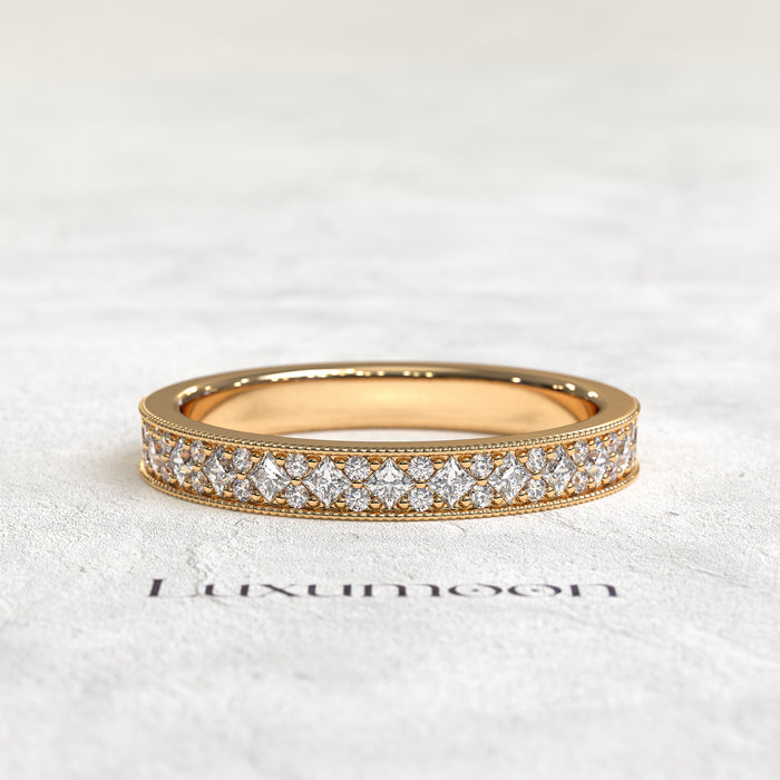 The Zorisse – Vintage Milgrain Diamond Wedding Band