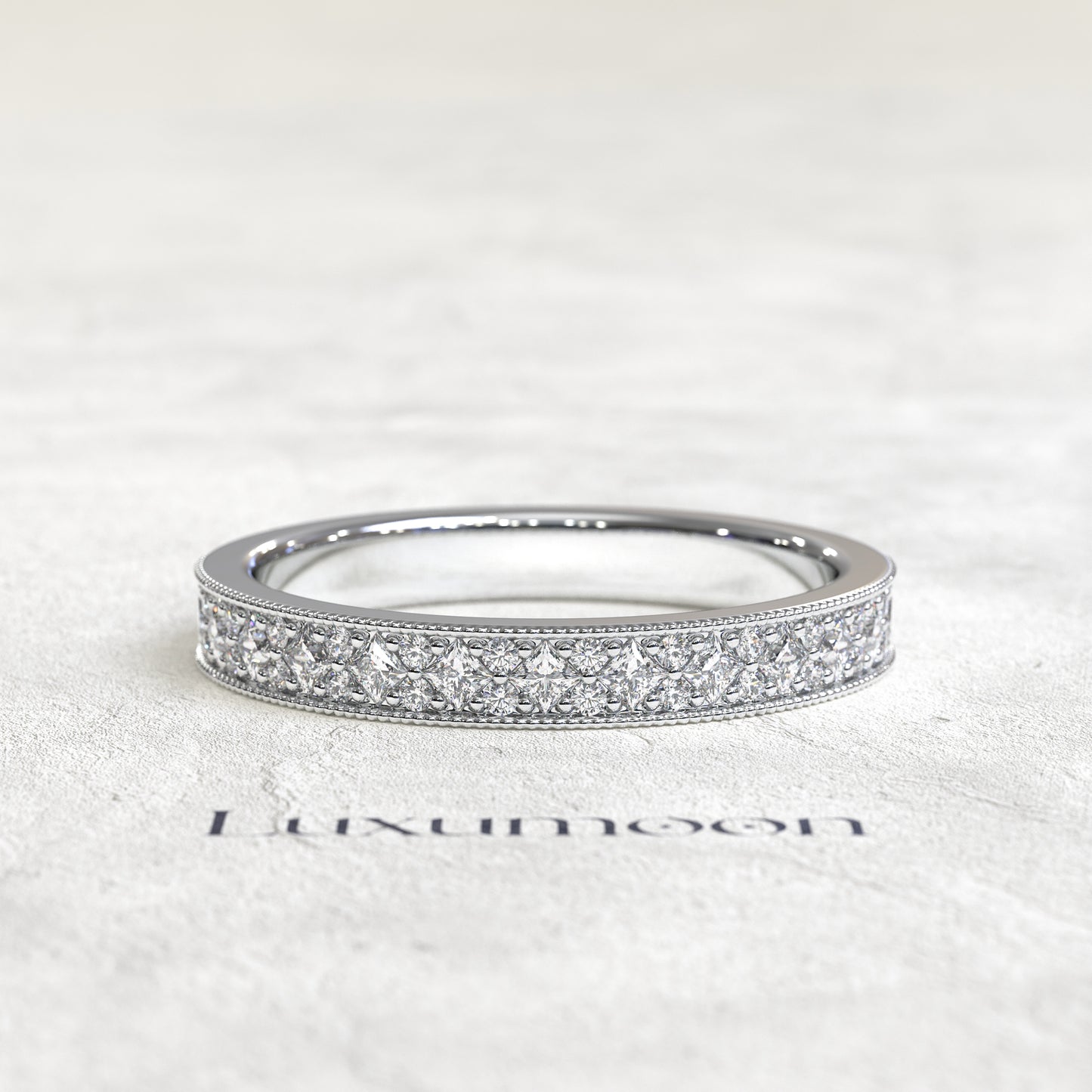 The Zorisse – Vintage Milgrain Diamond Wedding Band