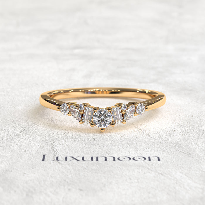 The Nyvella – Minimalist Curved All-Diamond Wedding Band